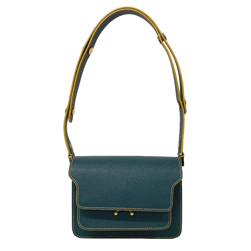 MARNI Shoulder Bag leather green trunk Women Used