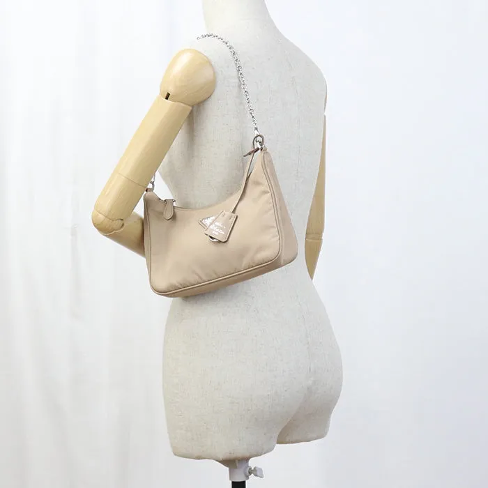 PRADA 1BH204 Re-Nylon Bags Re-Edition 2005 Diagonal shoulder bag beige Women