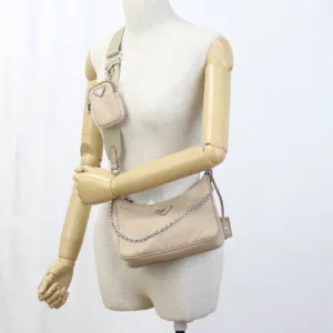 PRADA 1BH204 Re-Nylon Bags Re-Edition 2005 Diagonal shoulder bag beige Women