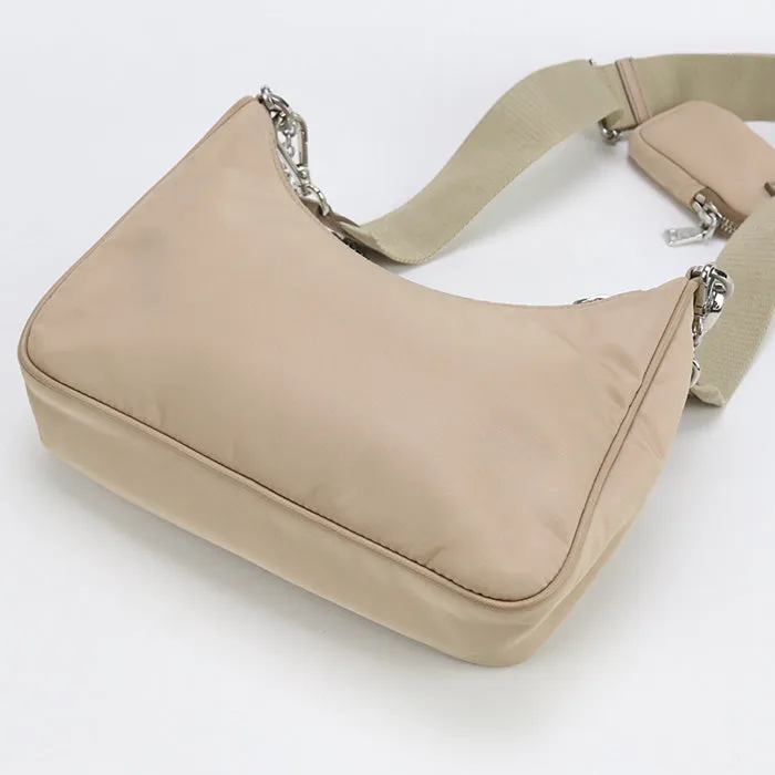 PRADA 1BH204 Re-Nylon Bags Re-Edition 2005 Diagonal shoulder bag beige Women