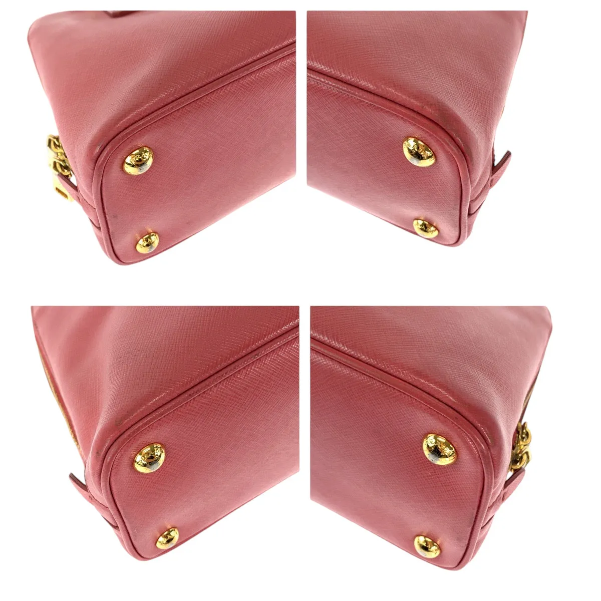 PRADA Handbag BL0838 leather Pink Gold Metal Handbag Shoulder Bag 2way Saffiano Lacus Women Used