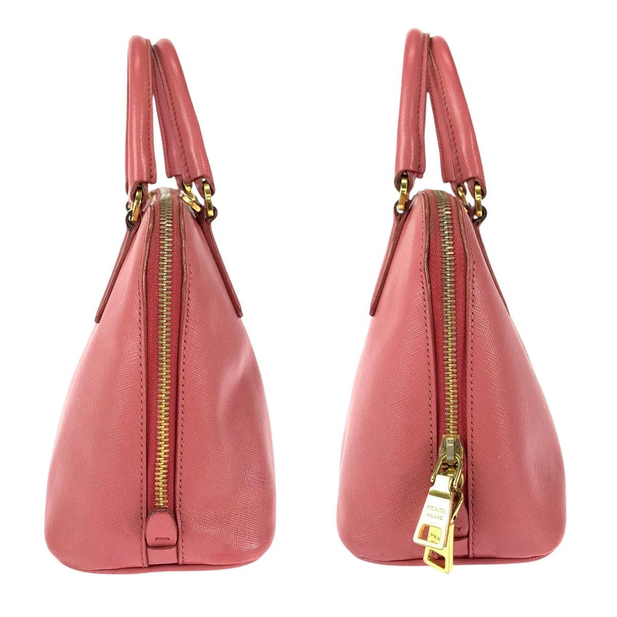 PRADA Handbag BL0838 leather Pink Gold Metal Handbag Shoulder Bag 2way Saffiano Lacus Women Used