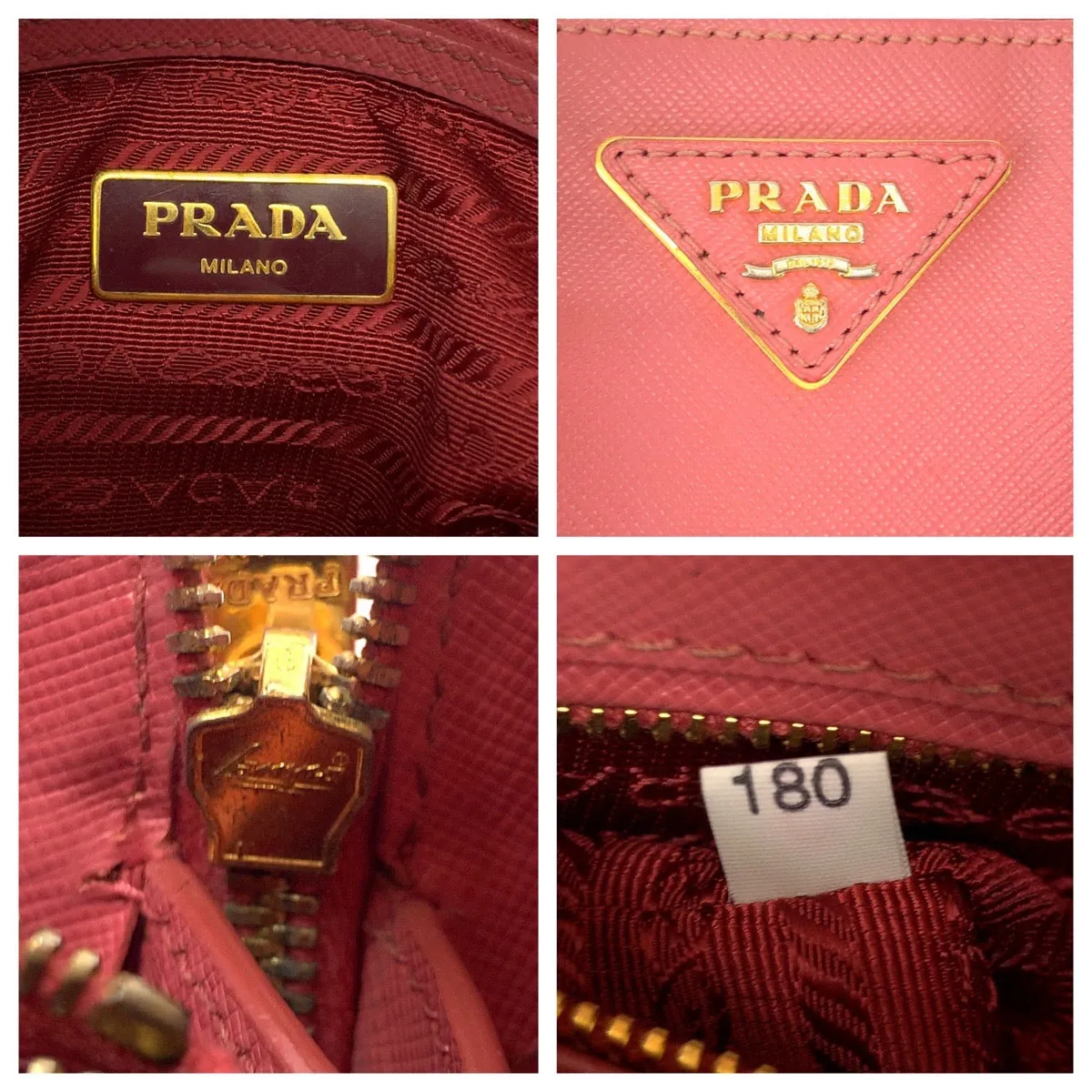 PRADA Handbag BL0838 leather Pink Gold Metal Handbag Shoulder Bag 2way Saffiano Lacus Women Used