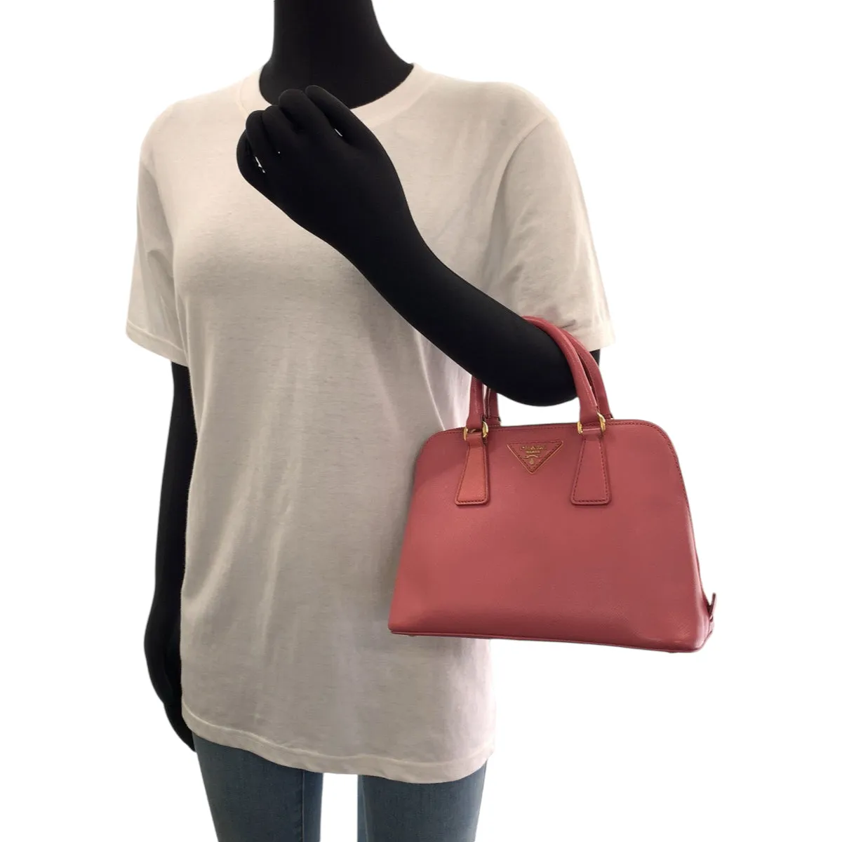 PRADA Handbag BL0838 leather Pink Gold Metal Handbag Shoulder Bag 2way Saffiano Lacus Women Used