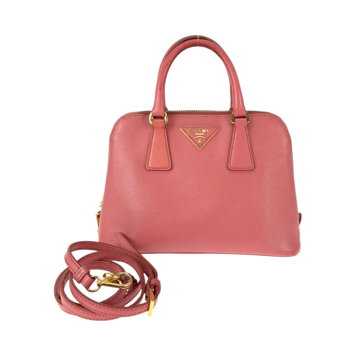 PRADA Handbag BL0838 leather Pink Gold Metal Handbag Shoulder Bag 2way Saffiano Lacus Women Used