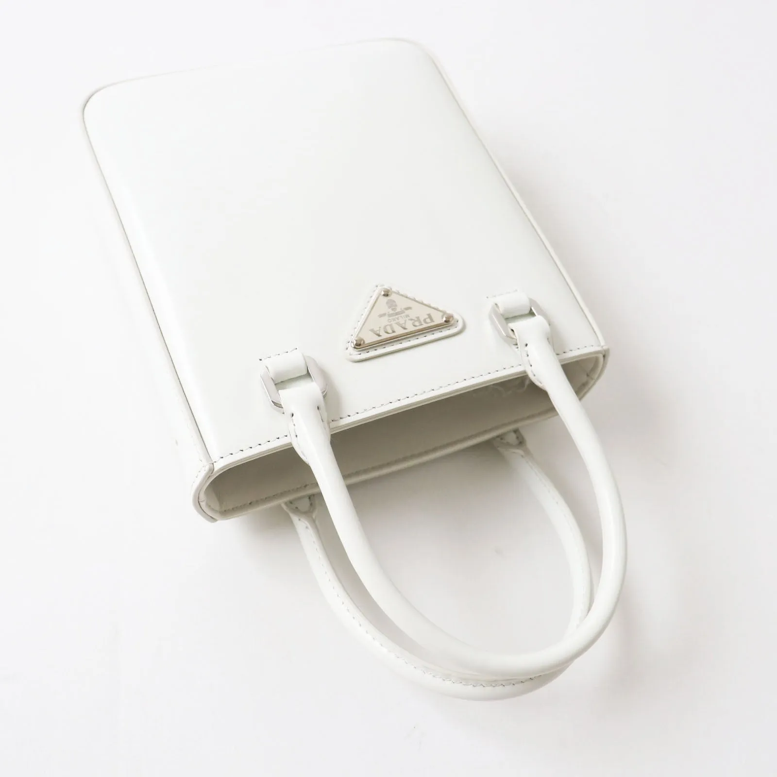 PRADA Shoulder Bag 1BA331 SPAZZOLATO (brushed leather) BIANCO Small Brushed Leather Women Used