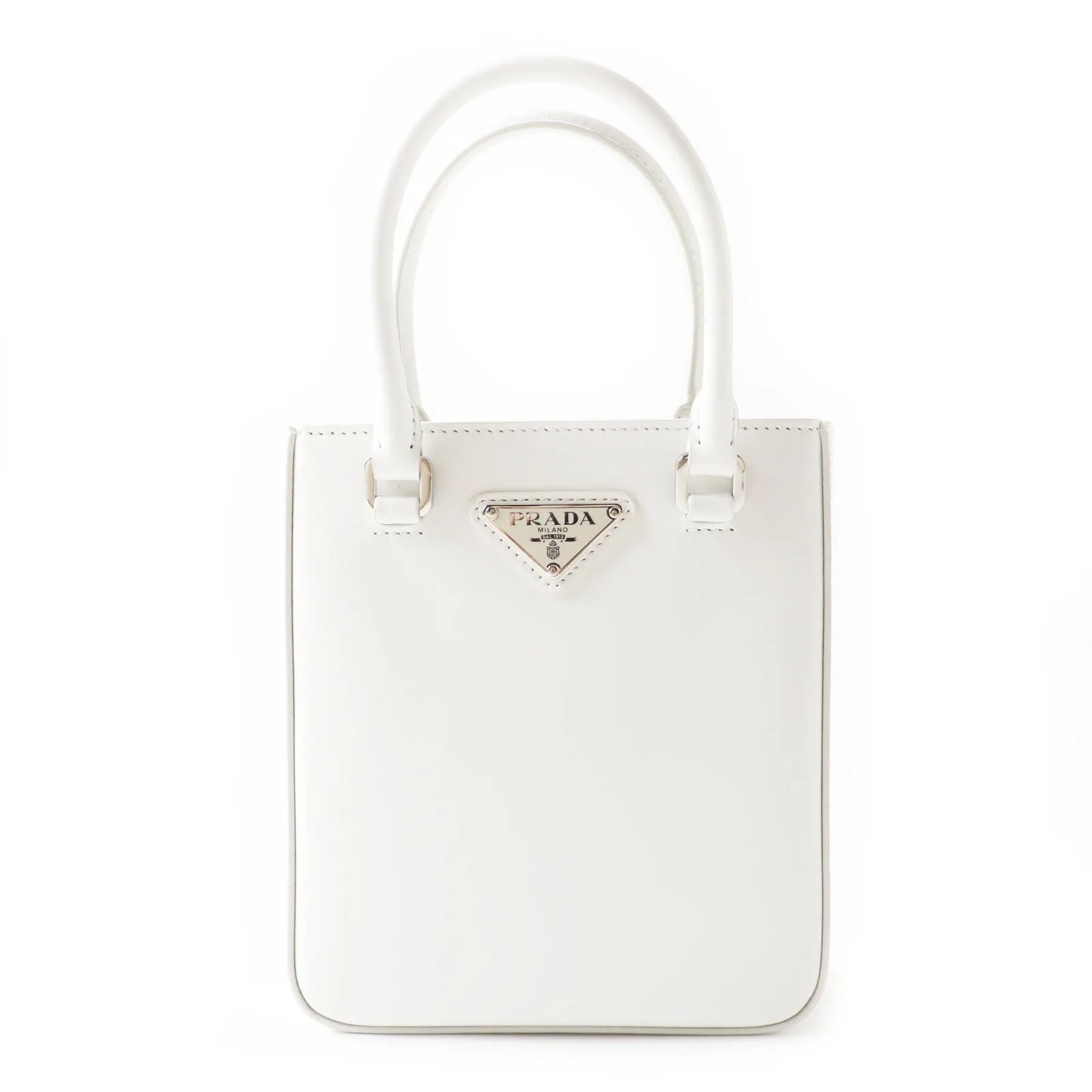PRADA Shoulder Bag 1BA331 SPAZZOLATO (brushed leather) BIANCO Small Brushed Leather Women Used