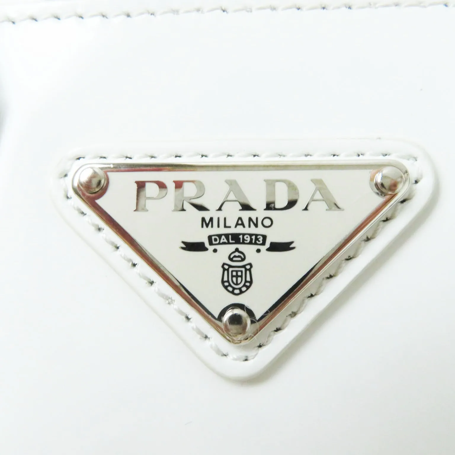 PRADA Shoulder Bag 1BA331 SPAZZOLATO (brushed leather) BIANCO Small Brushed Leather Women Used