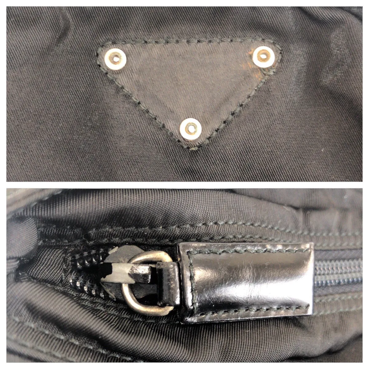 PRADA Shoulder Bag 42 Nylon black Test Triangle With logo
