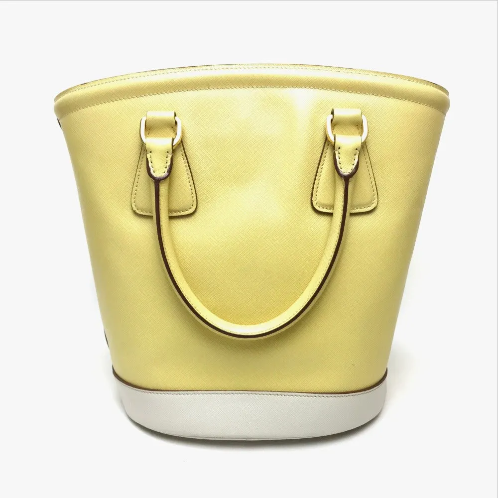 PRADA Shoulder Bag B2442B leather yellow Saffiano Lux Women Used
