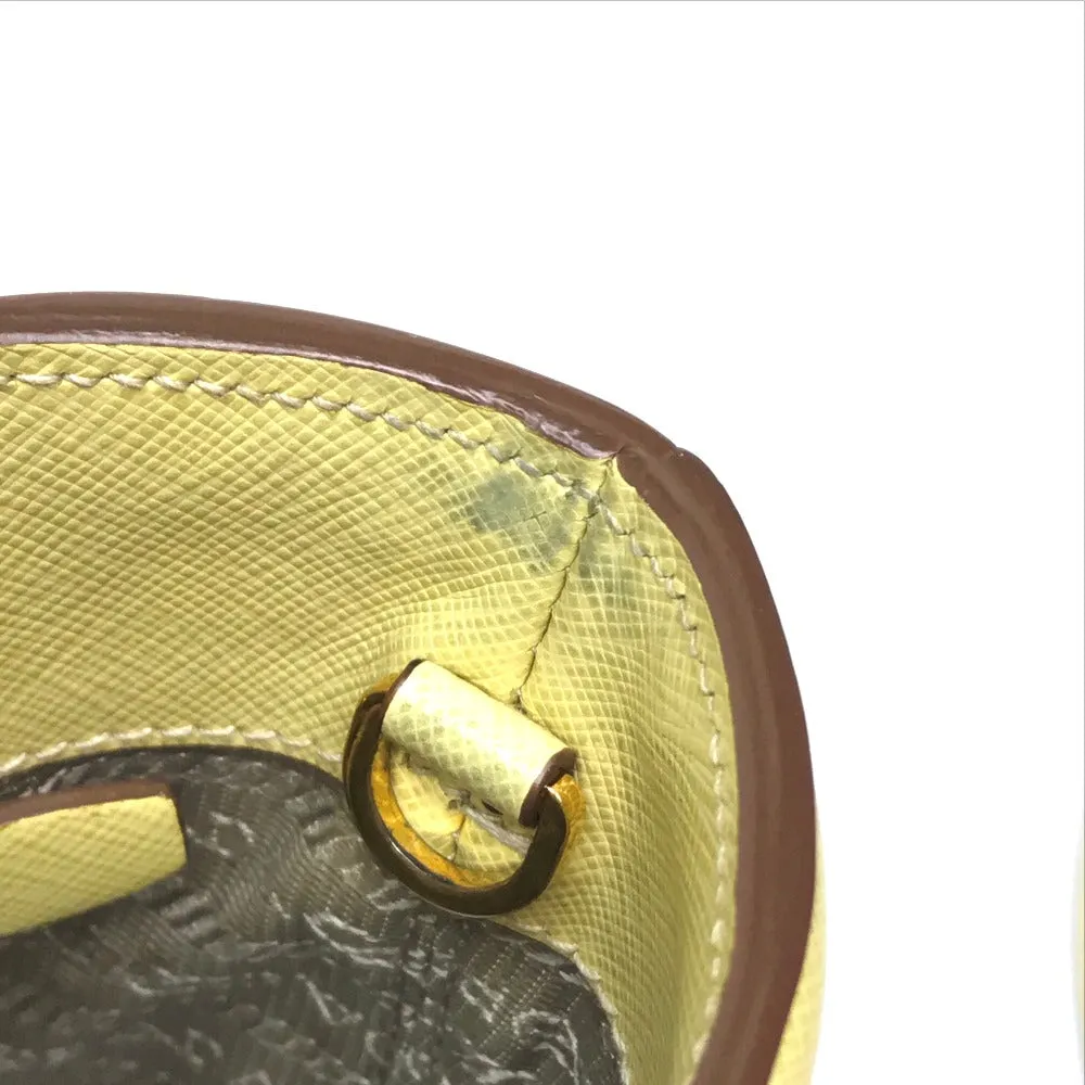 PRADA Shoulder Bag B2442B leather yellow Saffiano Lux Women Used