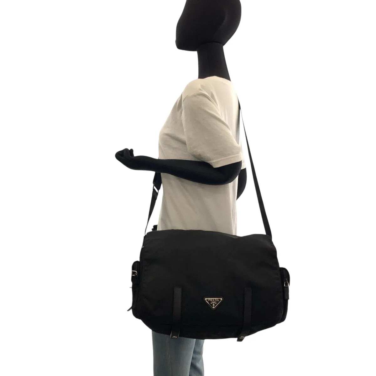 PRADA Shoulder Bag BT0643 Nylon black Test Triangle With logo