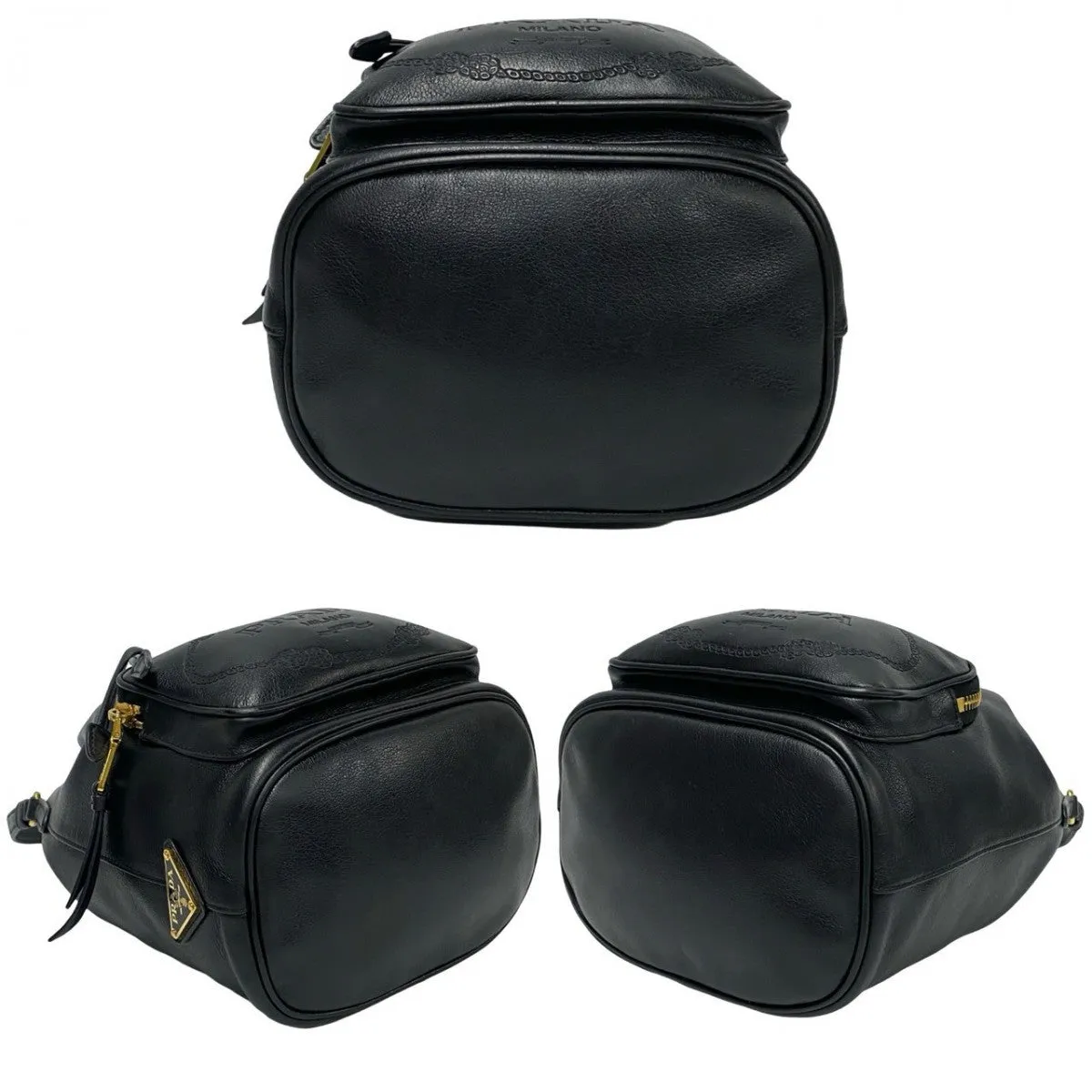 PRADA Shoulder Bag leather black duet