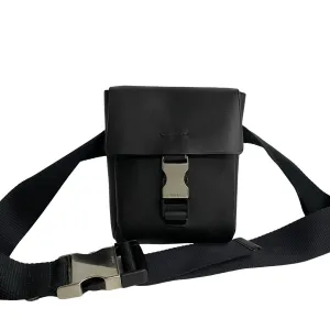 PRADA Shoulder Bag leather black logo Metal mens(Unisex) Used
