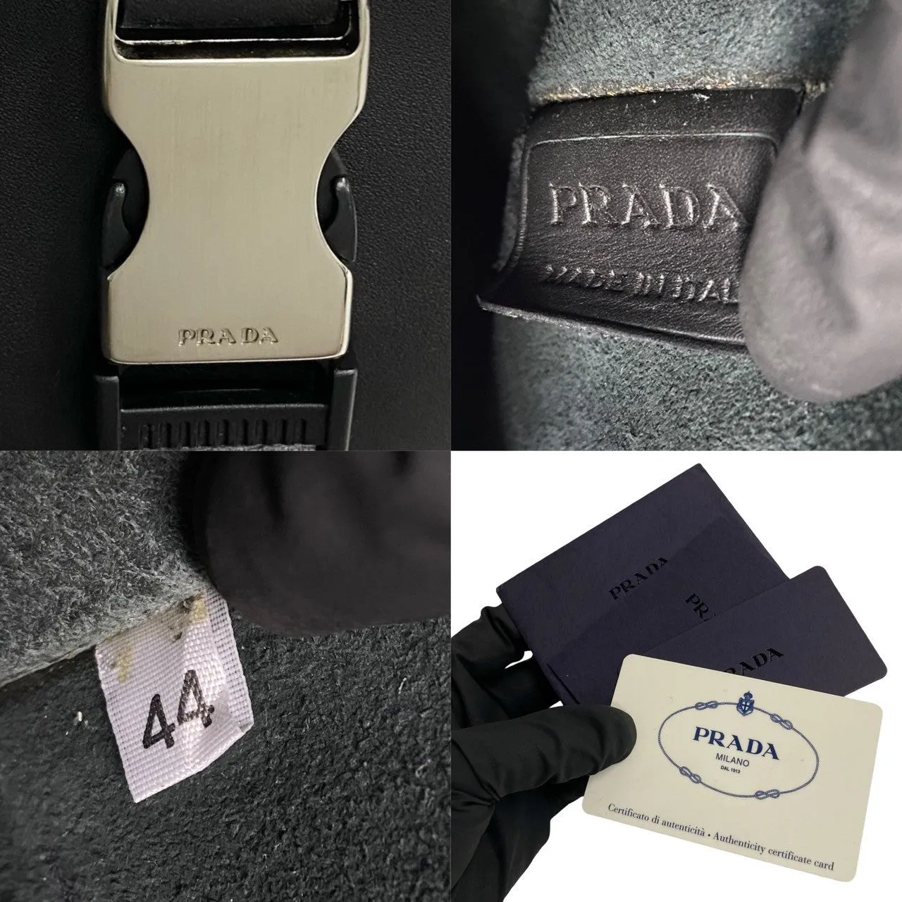 PRADA Shoulder Bag leather black logo Metal mens(Unisex) Used