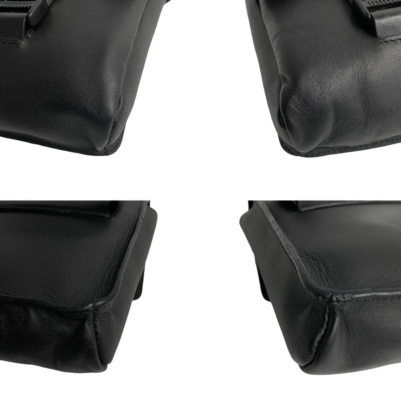 PRADA Shoulder Bag leather black logo Metal mens(Unisex) Used