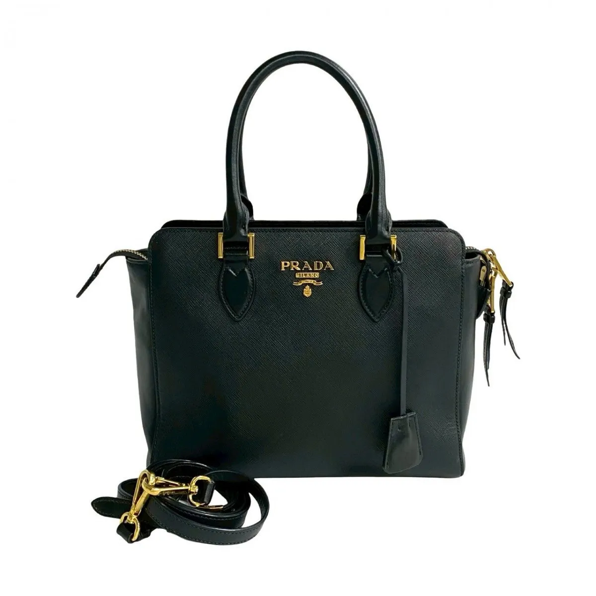 PRADA Shoulder Bag leather black