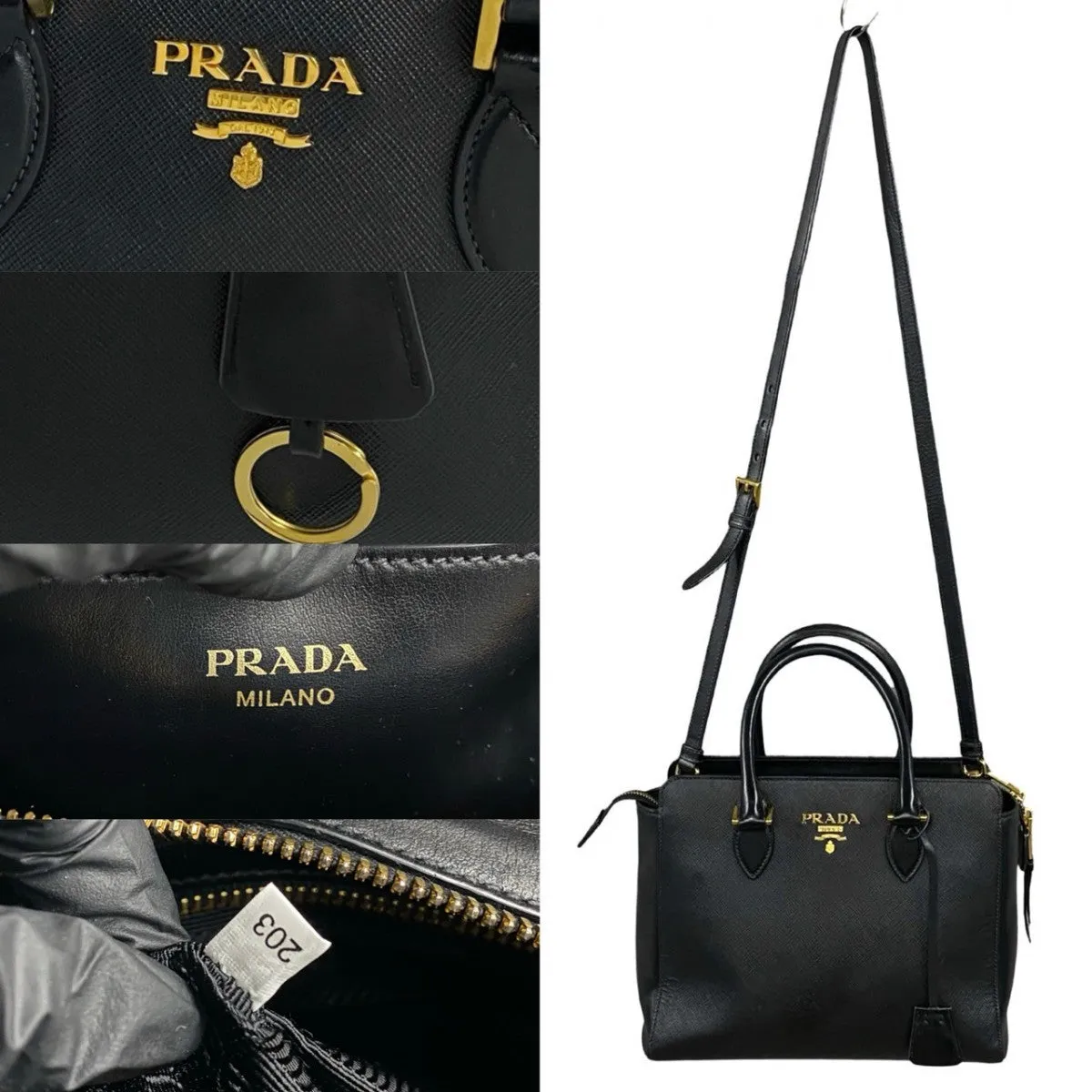 PRADA Shoulder Bag leather black