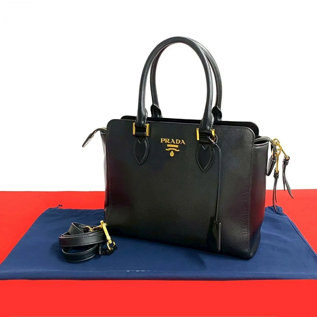 PRADA Shoulder Bag leather black