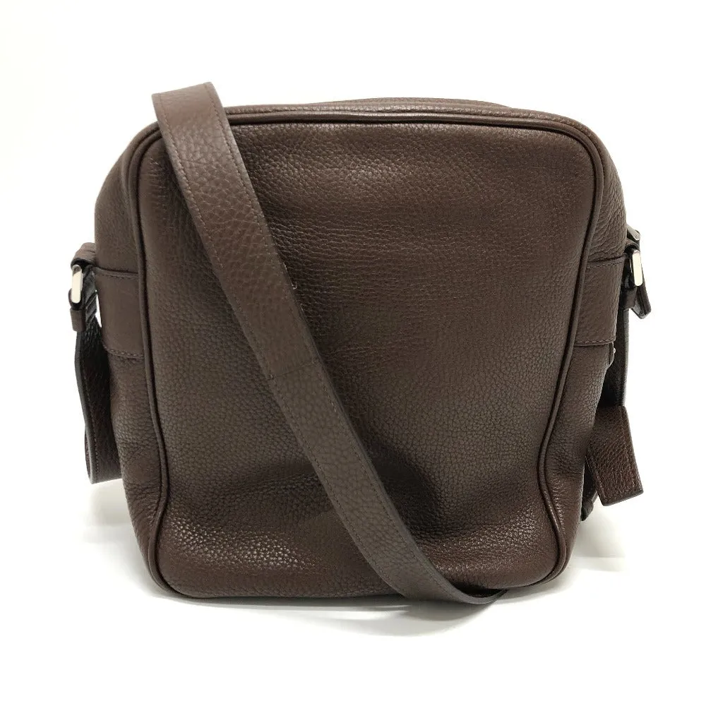 PRADA Shoulder Bag leather Brown Triangle logo By color Women Silver hardware Used