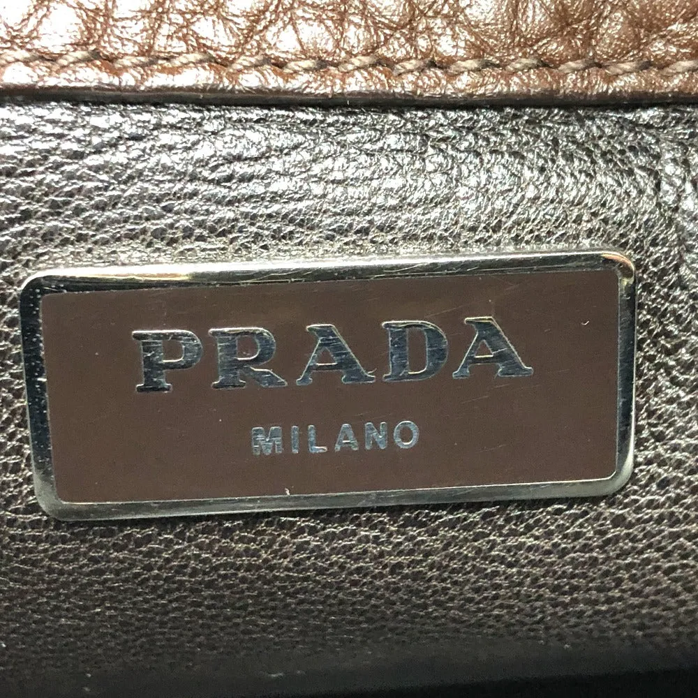 PRADA Shoulder Bag leather Brown Triangle logo By color Women Silver hardware Used