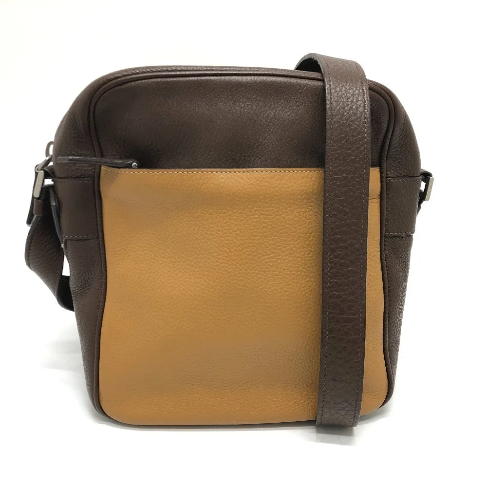 PRADA Shoulder Bag leather Brown Triangle logo By color Women Silver hardware Used