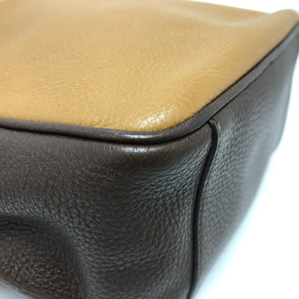 PRADA Shoulder Bag leather Brown Triangle logo By color Women Silver hardware Used
