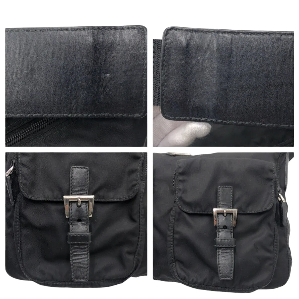 PRADA Shoulder Bag Nylon Black black Shoulder Bag Messenger Bag Unisex Test Triangular logo mens Used