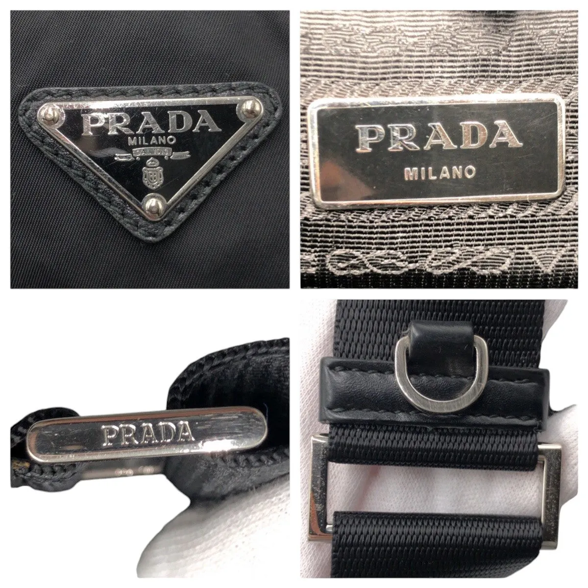 PRADA Shoulder Bag Nylon Black black Shoulder Bag Messenger Bag Unisex Test Triangular logo mens Used