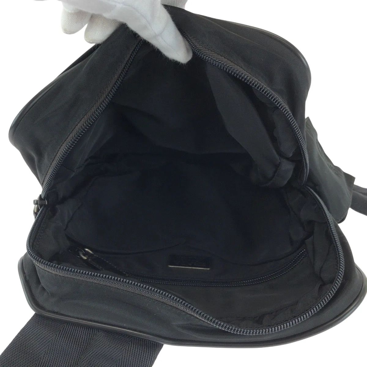 PRADA Shoulder Bag Nylon Black SilverMetal Test Triangle With logo