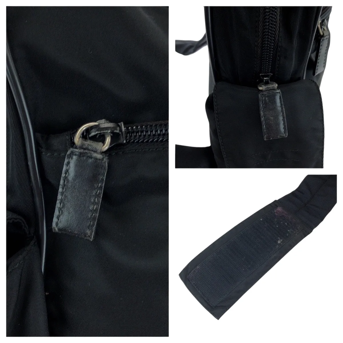 PRADA Shoulder Bag Nylon Black SilverMetal Test Triangle With logo