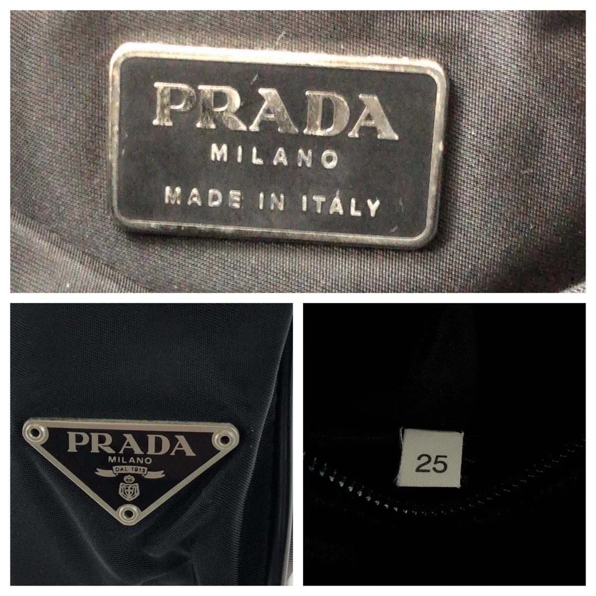 PRADA Shoulder Bag Nylon Black SilverMetal Test Triangle With logo