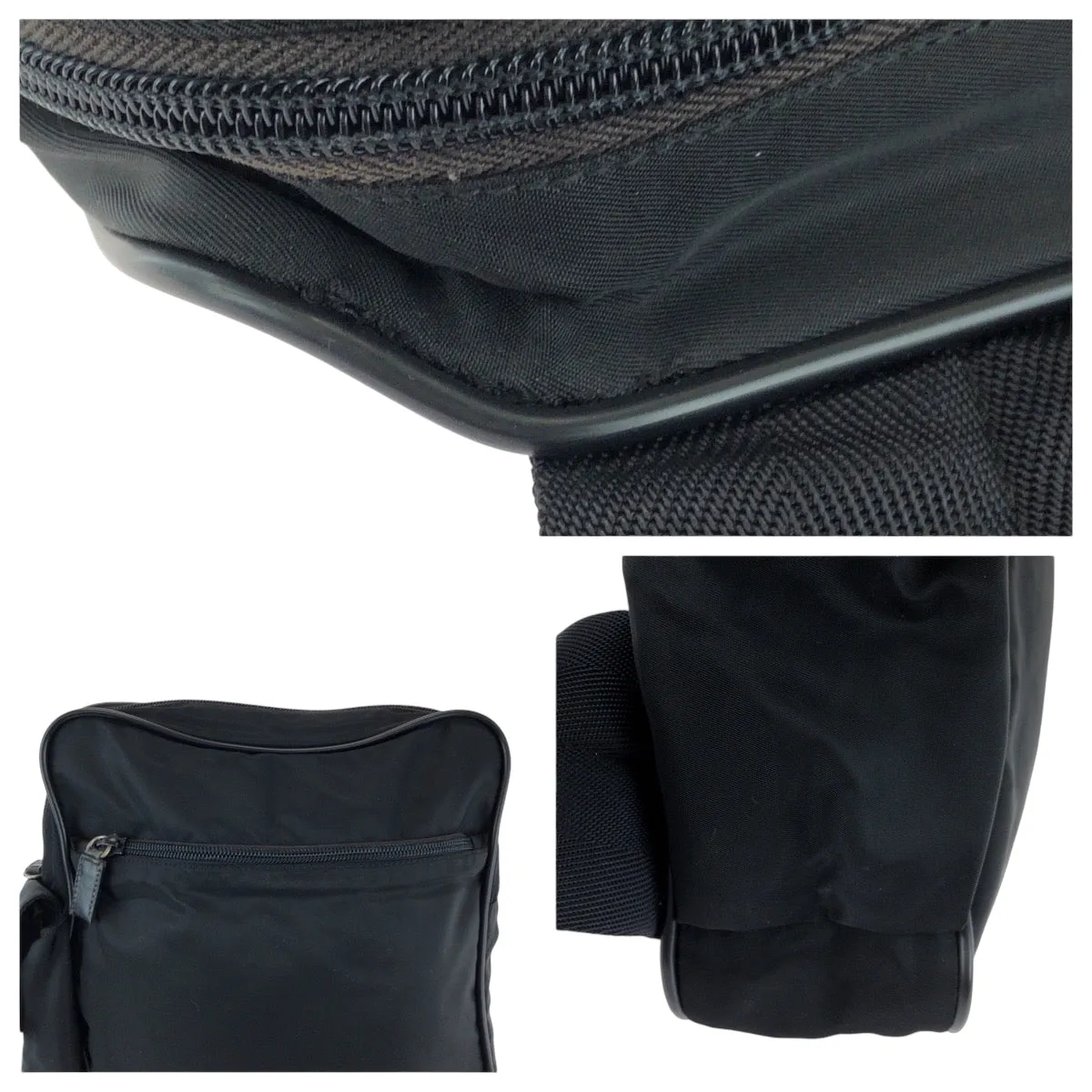 PRADA Shoulder Bag Nylon Black SilverMetal Test Triangle With logo
