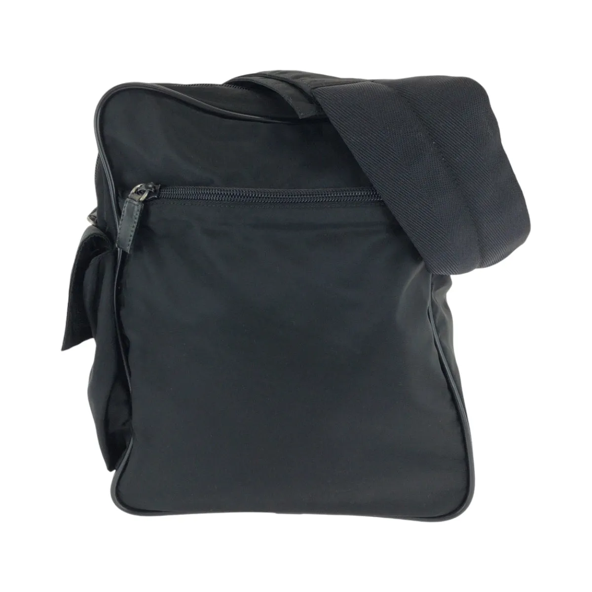 PRADA Shoulder Bag Nylon Black SilverMetal Test Triangle With logo