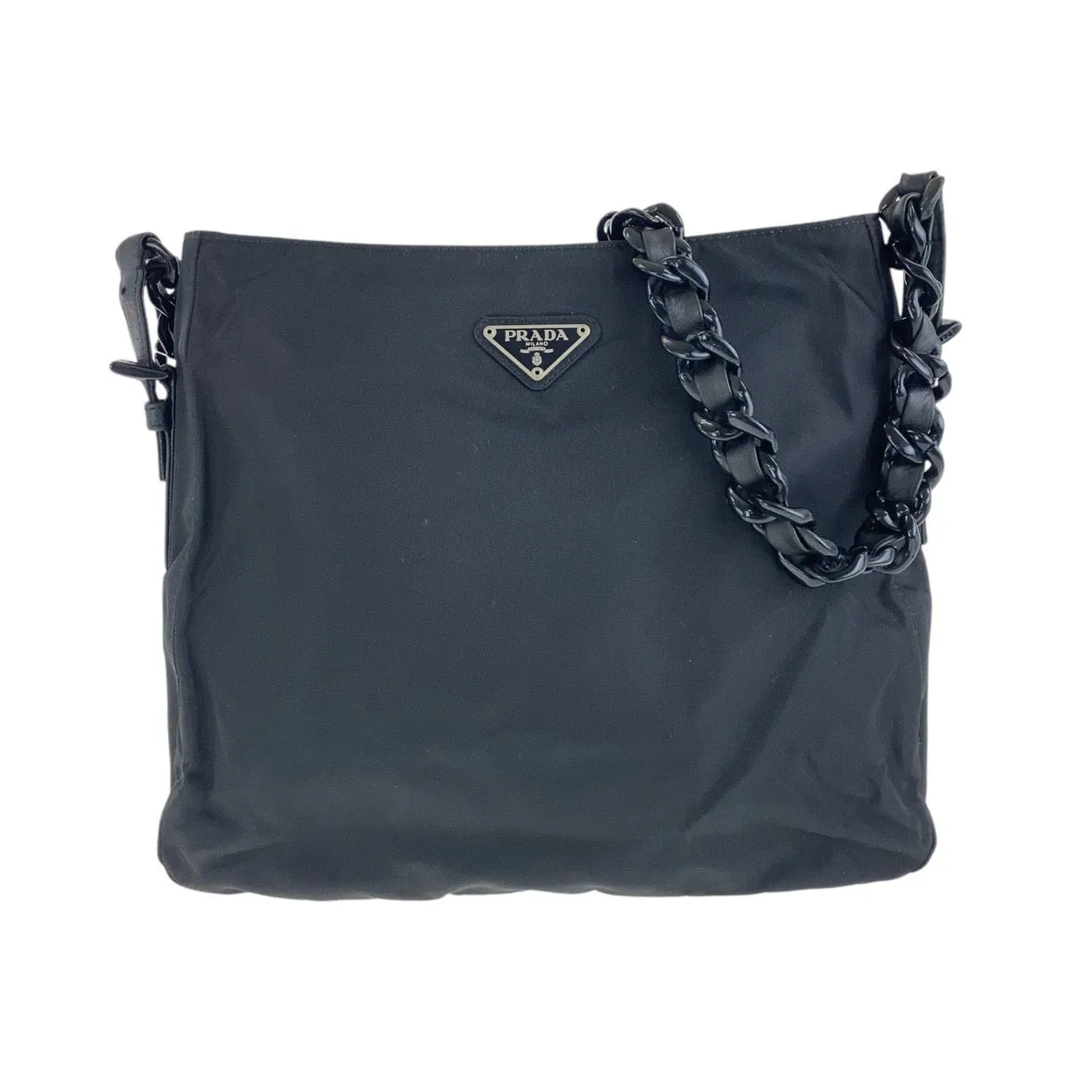 PRADA Shoulder Bag Nylon black Test Triangle With logo