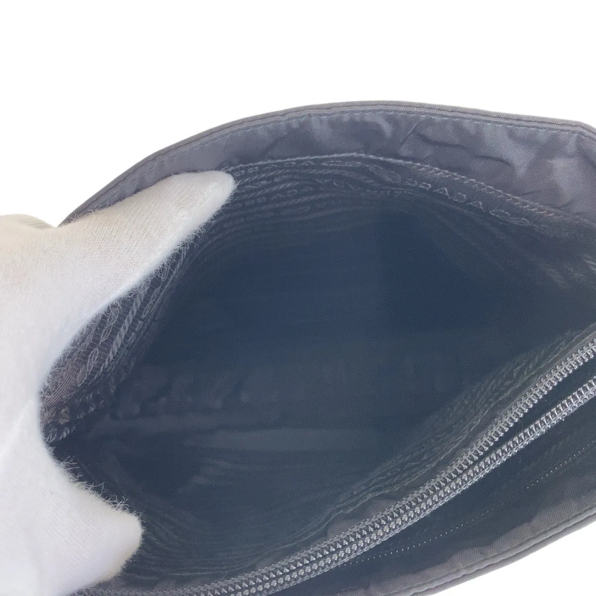 PRADA Shoulder Bag Nylon black Test Triangle With logo