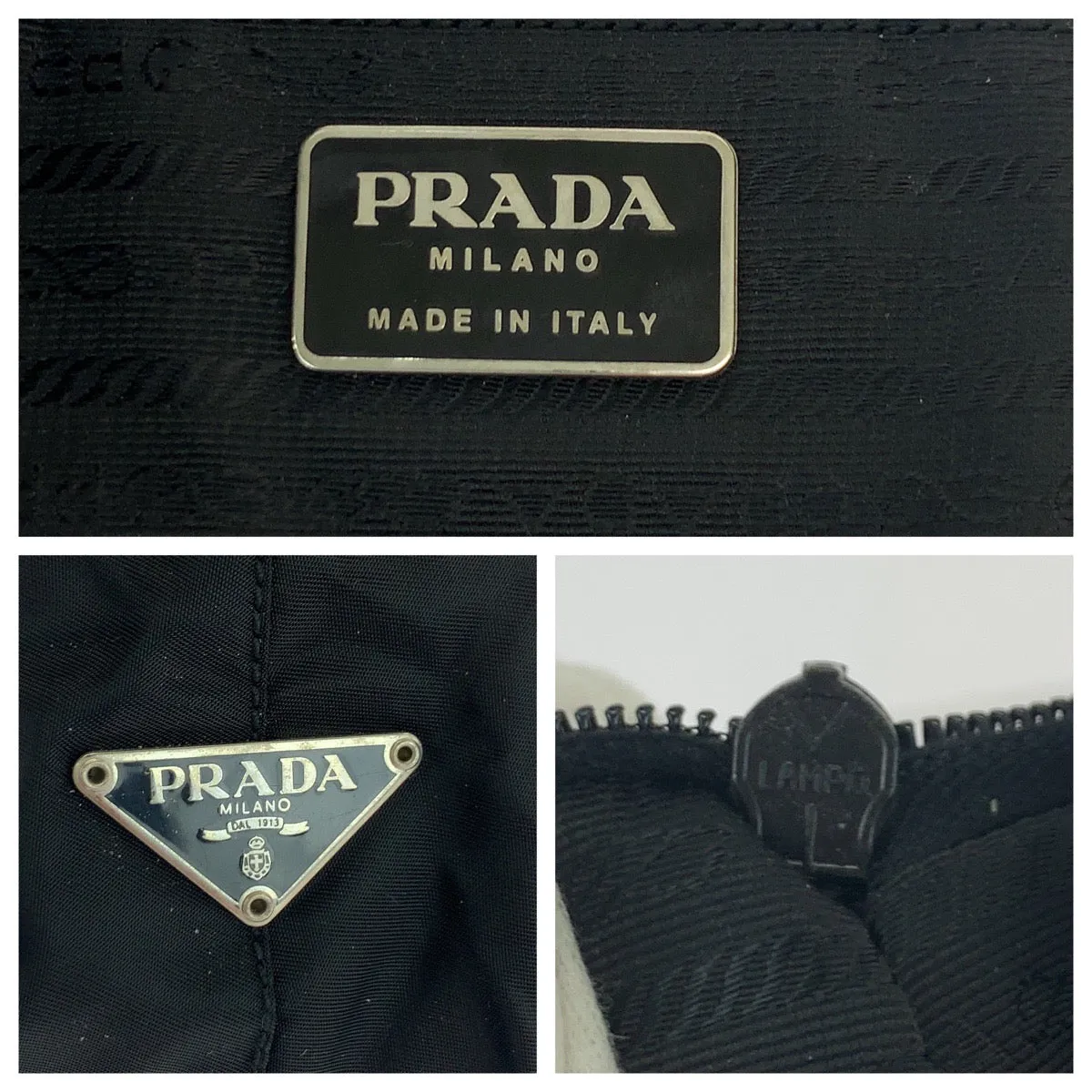PRADA Shoulder Bag Nylon black Test Triangle With logo