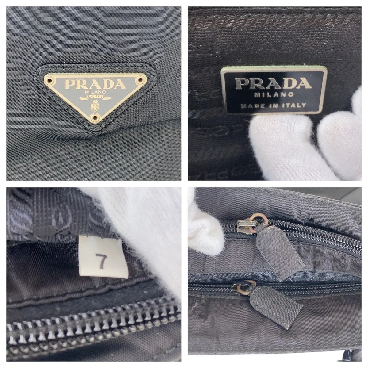 PRADA Shoulder Bag Nylon black Test Triangle With logo