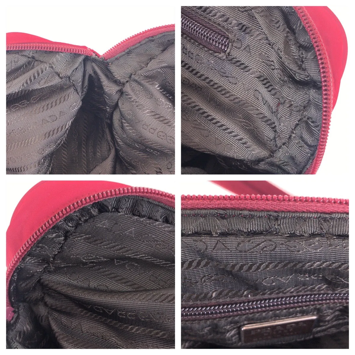 PRADA Shoulder Bag Nylon Red Test Triangle With logo