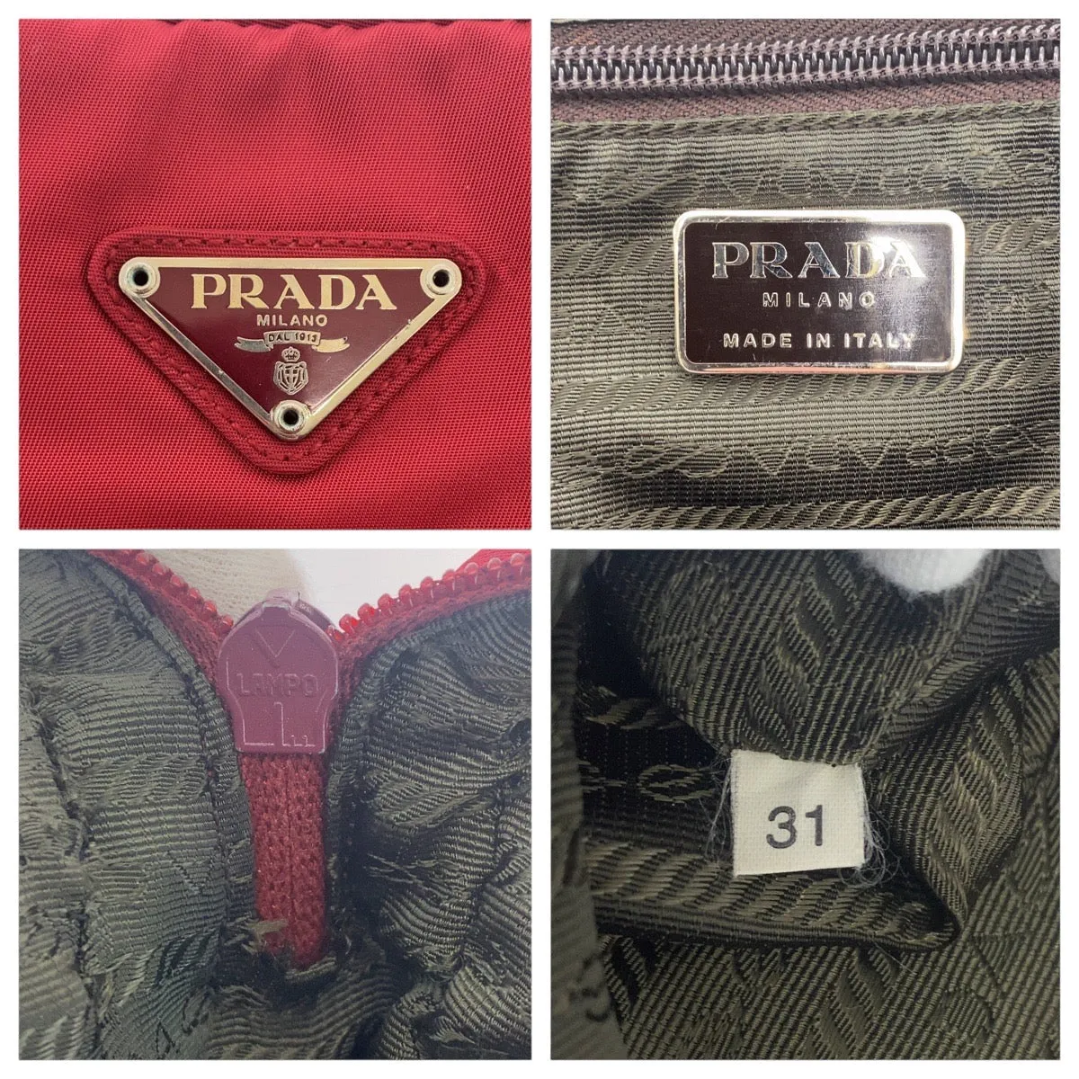 PRADA Shoulder Bag Nylon Red Test Triangle With logo