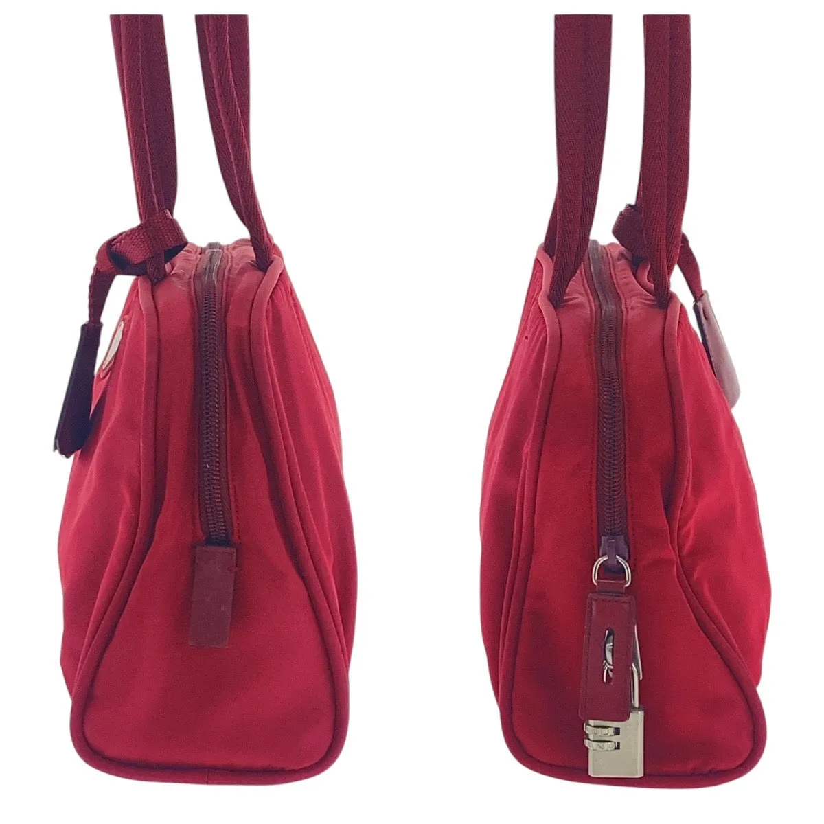 PRADA Shoulder Bag Nylon Red Test Triangle With logo