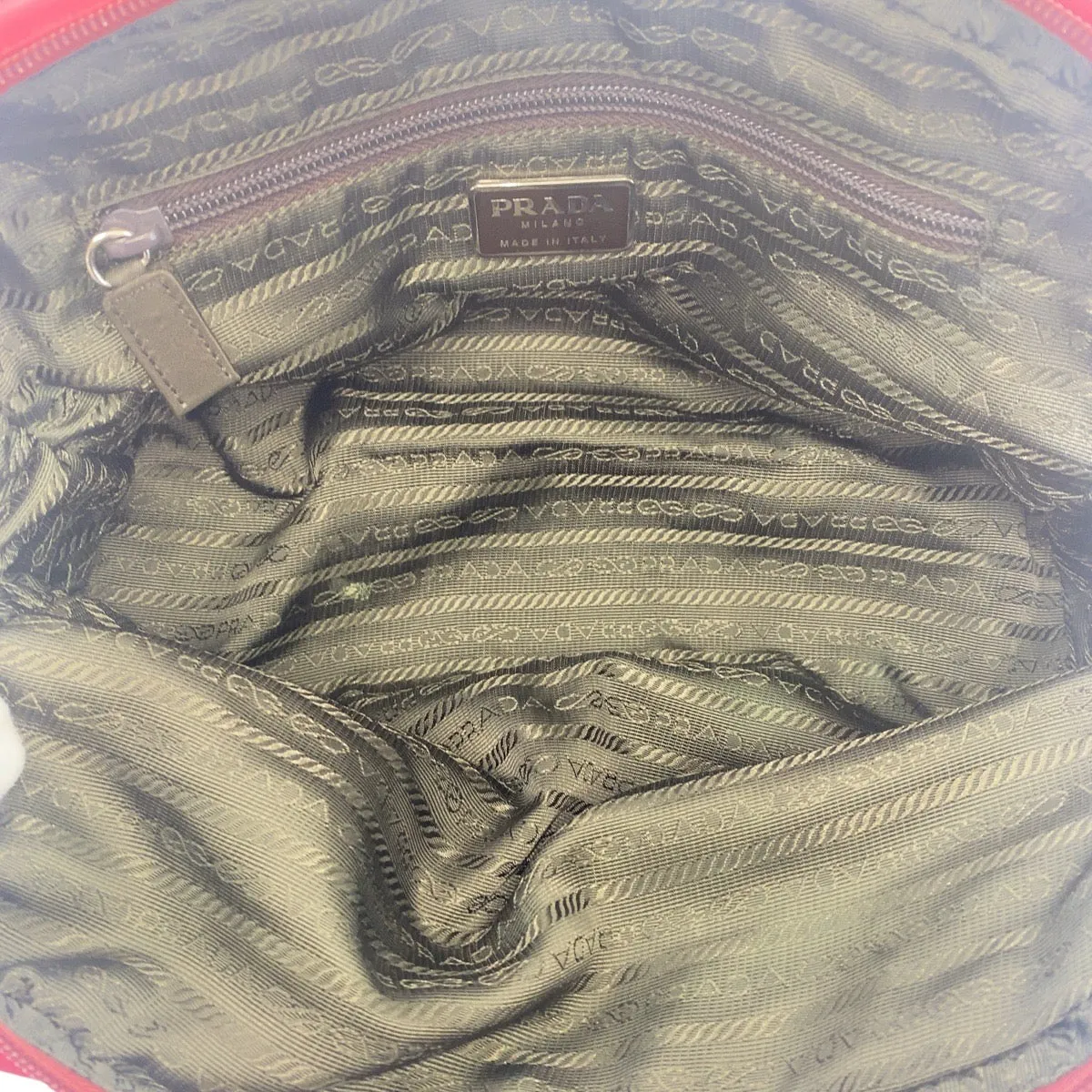 PRADA Shoulder Bag Nylon Red Test Triangle With logo