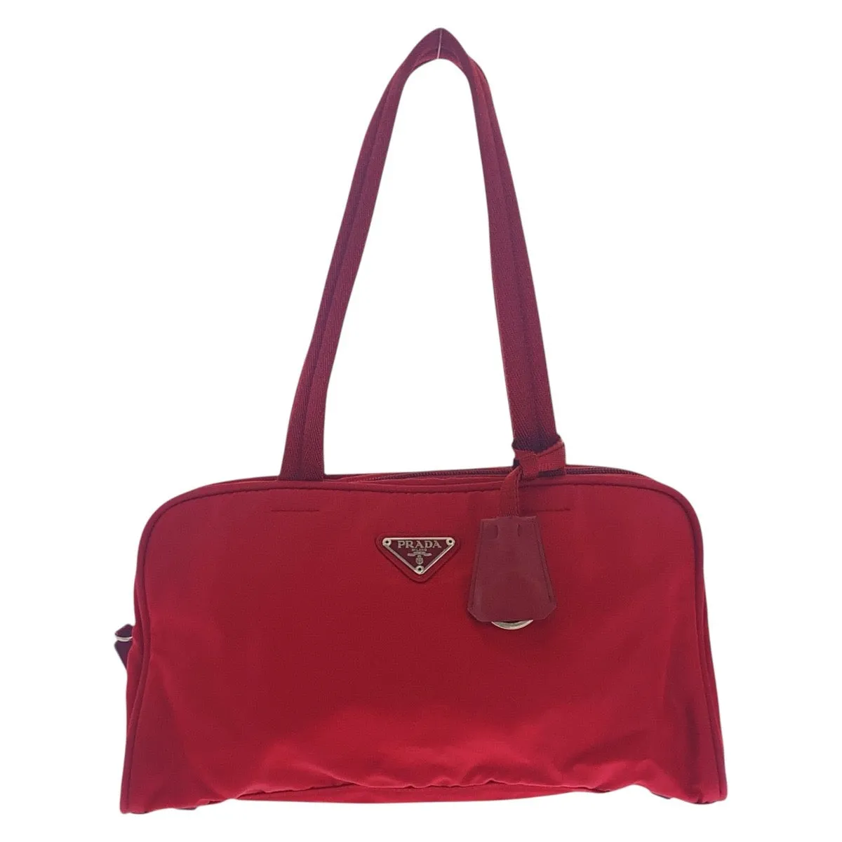 PRADA Shoulder Bag Nylon Red Test Triangle With logo
