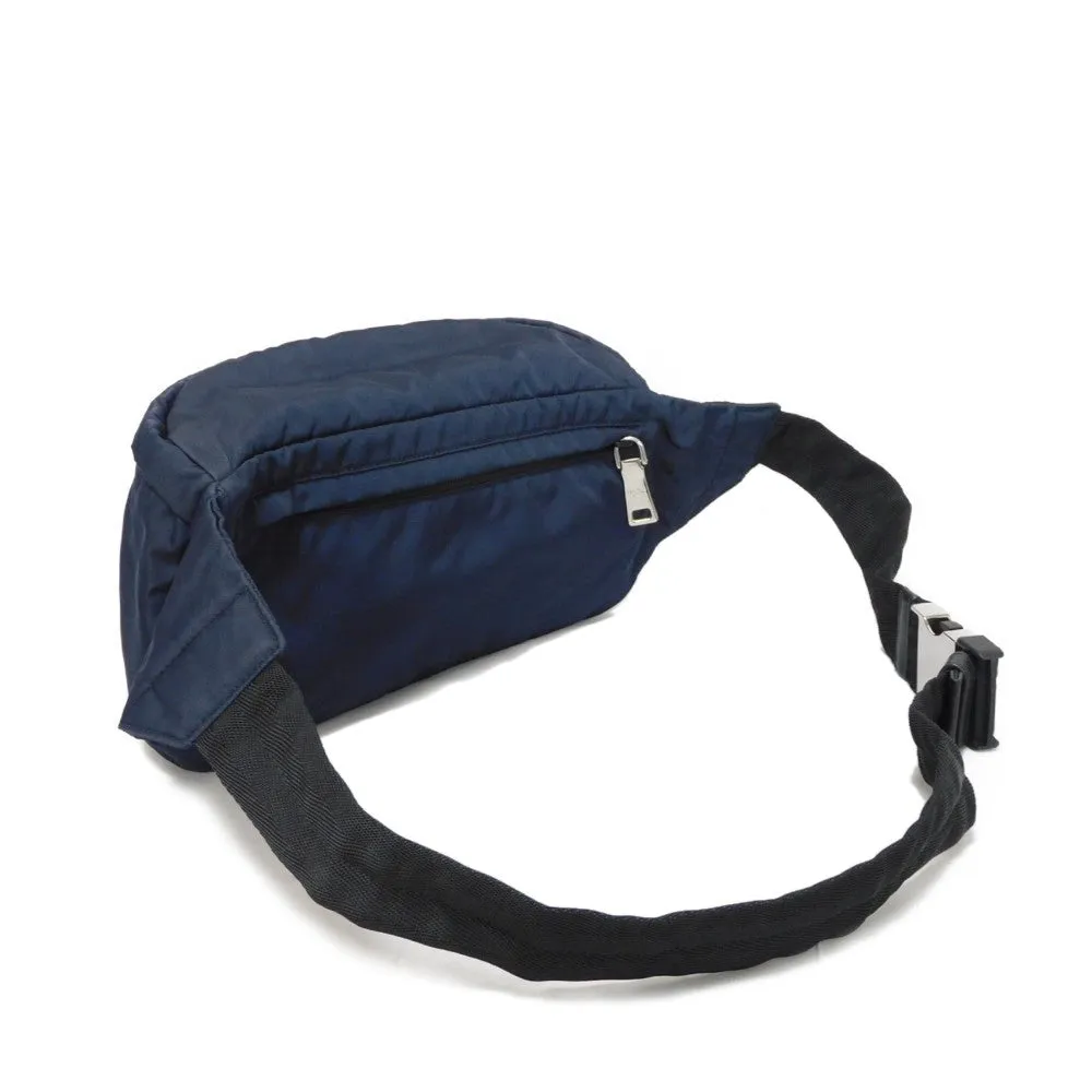PRADA Sling bag 2VL004 Nylon Navy logo rubber waist pouch Shoulder Bag 018 Sports Tessuto Fanny Pack mens Used