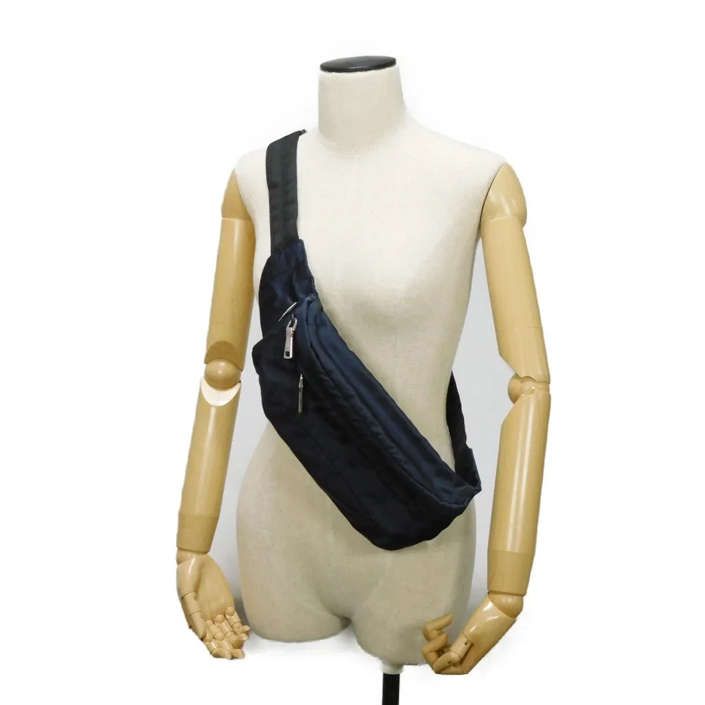 PRADA Sling bag 2VL004 Nylon Navy logo rubber waist pouch Shoulder Bag 018 Sports Tessuto Fanny Pack mens Used