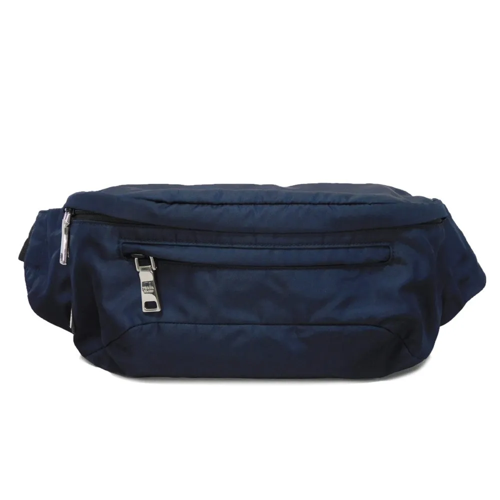 PRADA Sling bag 2VL004 Nylon Navy logo rubber waist pouch Shoulder Bag 018 Sports Tessuto Fanny Pack mens Used