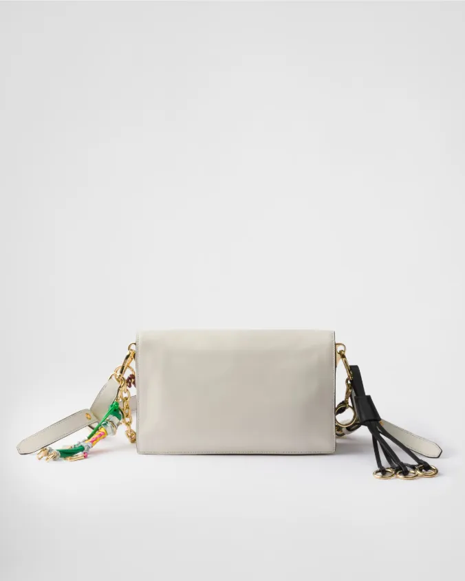 Prada soft sound small leather shoulder bag with charms