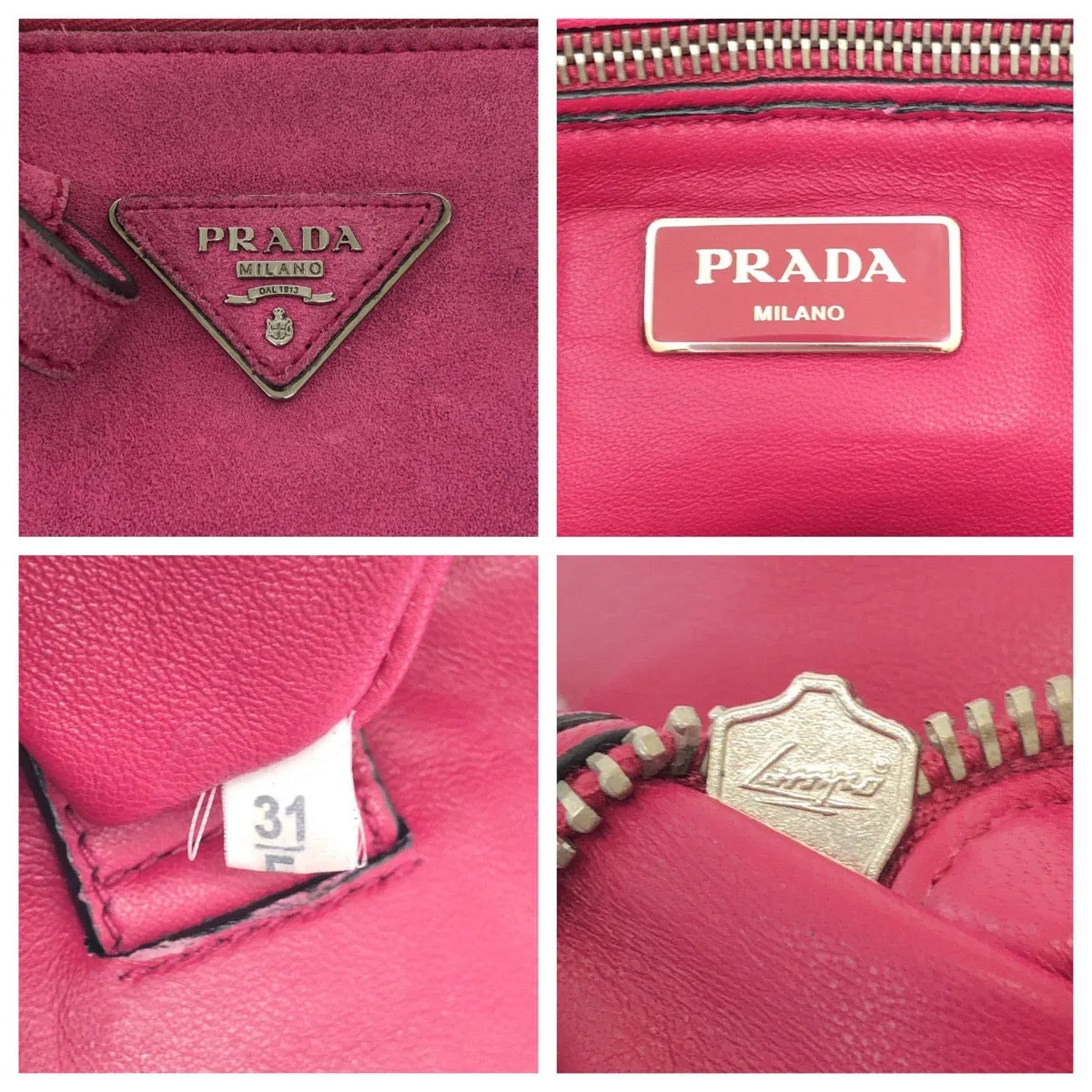 PRADA Tote Bag BN2625 Suede Pink SilverMetal Tote Bag Shoulder Bag Handbag Triangle With logo Women Used