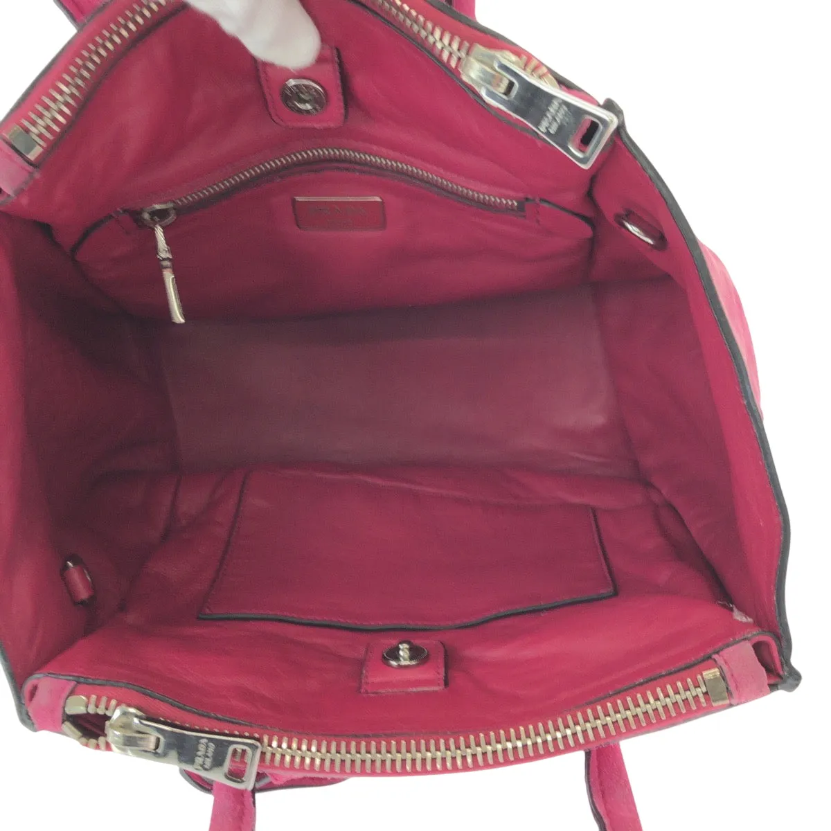 PRADA Tote Bag BN2625 Suede Pink SilverMetal Tote Bag Shoulder Bag Handbag Triangle With logo Women Used