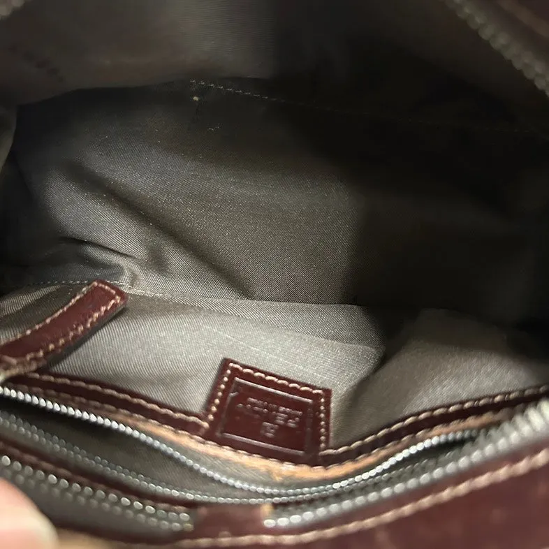 Pre-loved Fendi Vintage FF Logo Canvas Brown Shoulder Bag